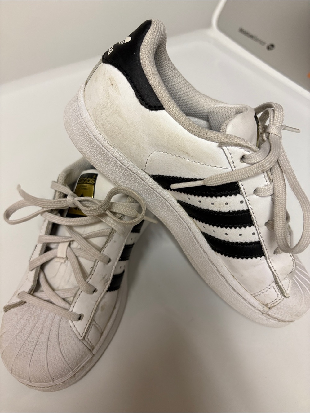 adidas White Sneakers with Black Stripes